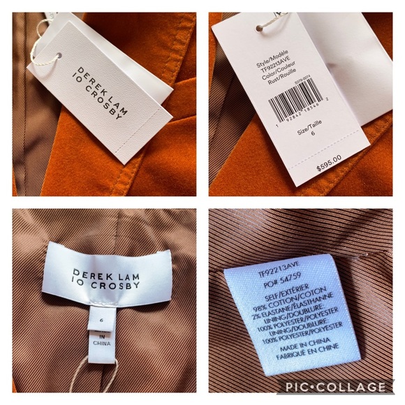 New! DEREK LAM 10 Crosby Velvet Blazer - Picture 10 of 10